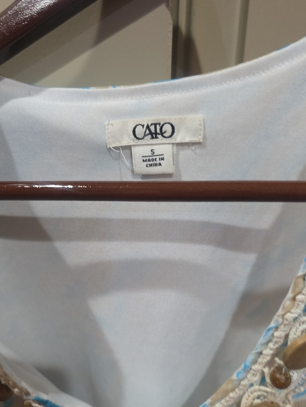 CATO White Women's Tunic with Subtle Blue Accents